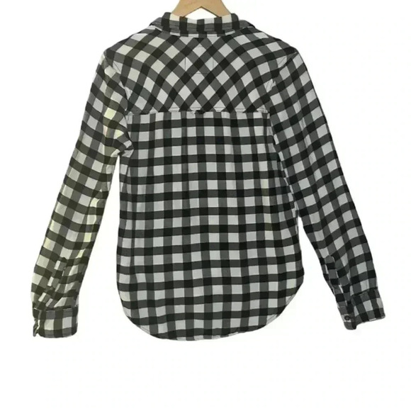 Abercrombie and Fitch Plaid Flannel Shirt Black White Medium - Picture 3 of 5